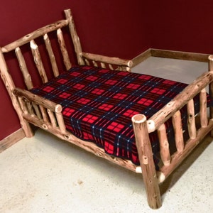 Cedar Log Toddler Bed With side Rails image 1