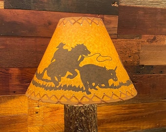 Rustic Oil Kraft Laced Scenic Lamp Shades - Cowboy