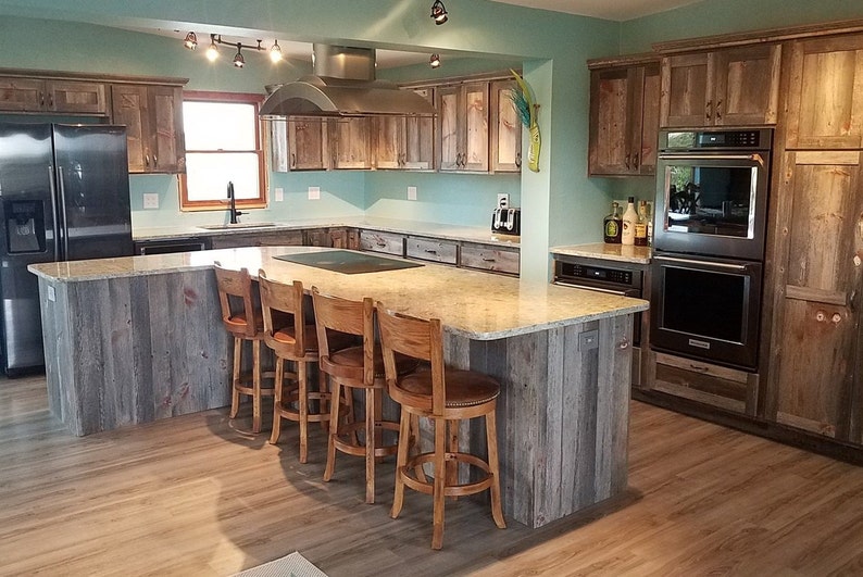 Reclaimed Wood Kitchen in Weathered Gray Etsy