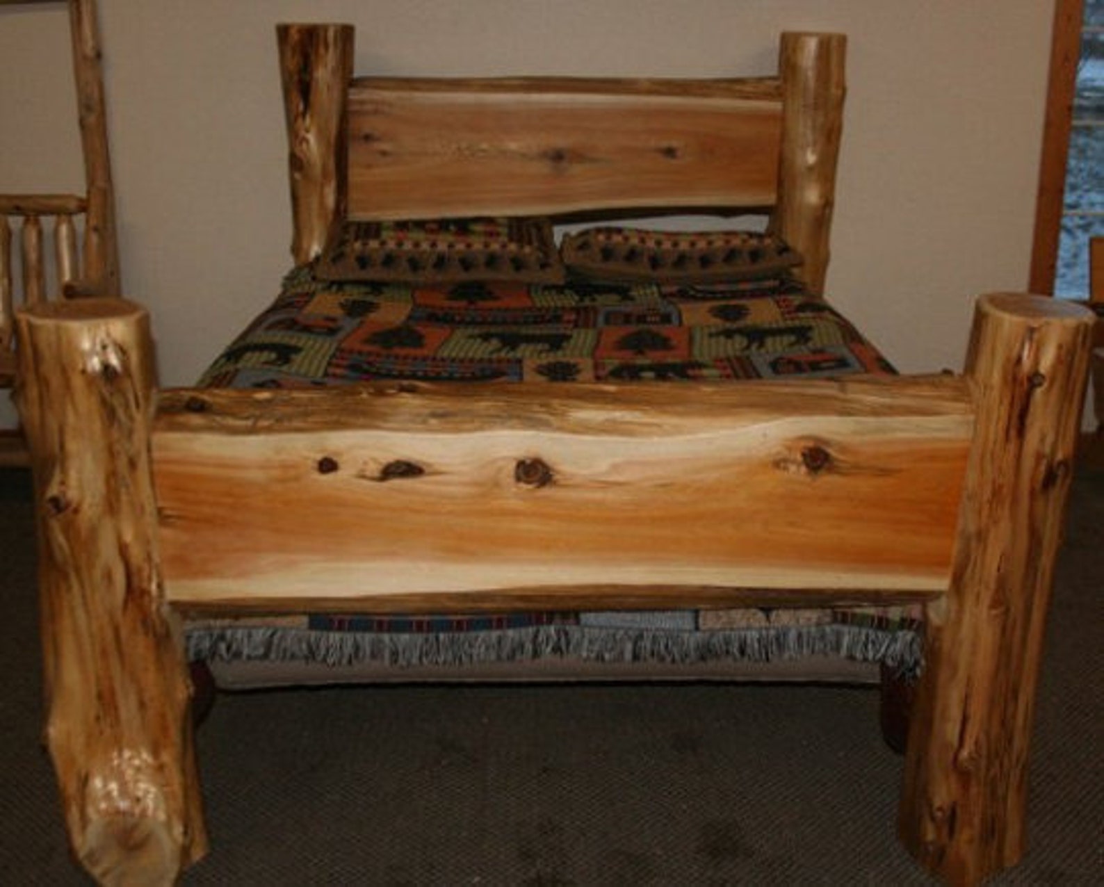 CEDAR LOG BED Cedar Slab Bed King Size Log Bed Etsy