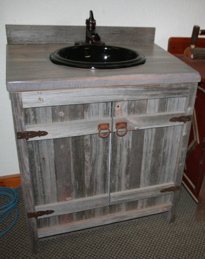 Weathered Gray Reclaimed Wood Bathroom Vanity Etsy