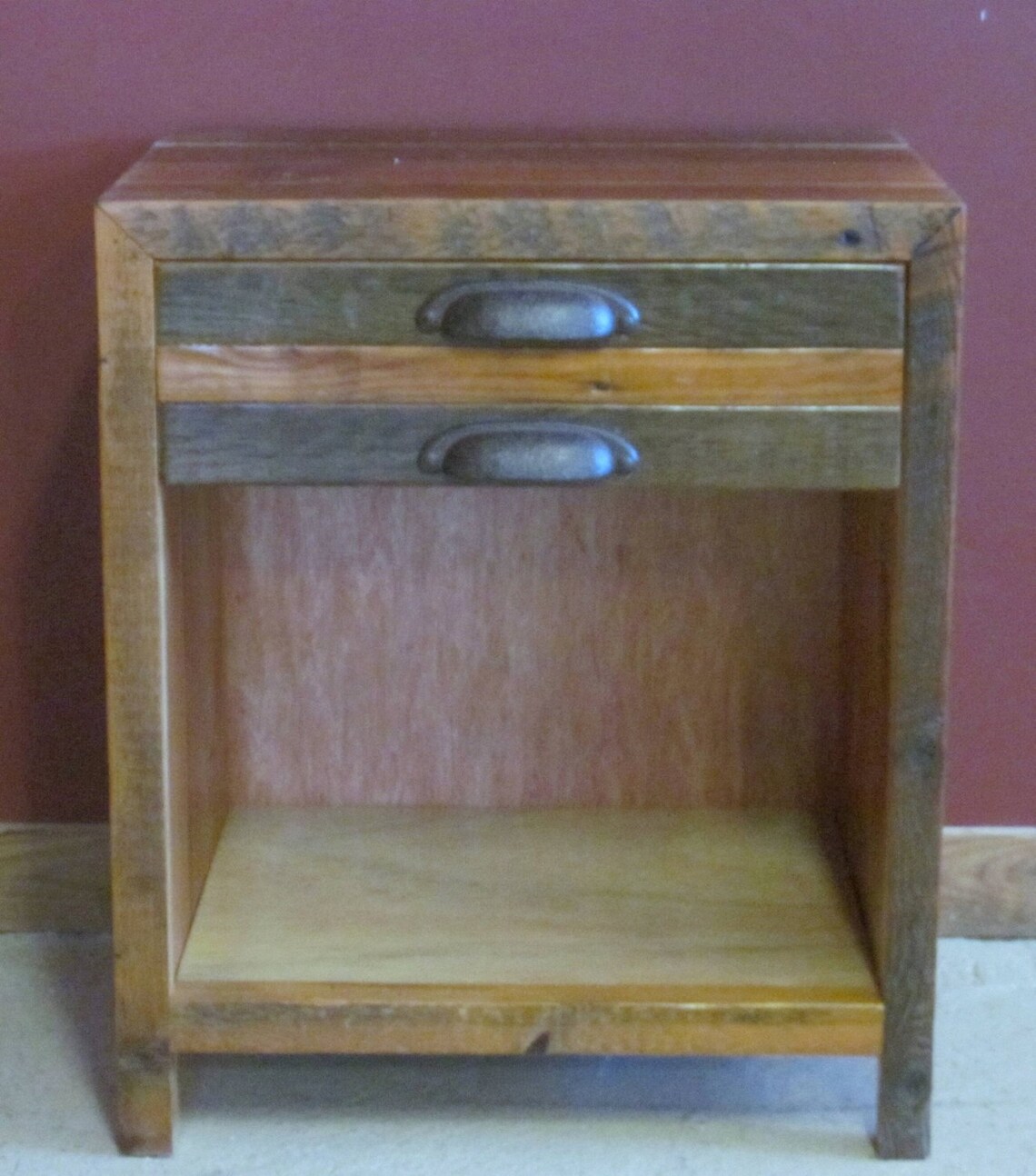 Reclaimed Barn Wood Two Tone Nightstand Etsy