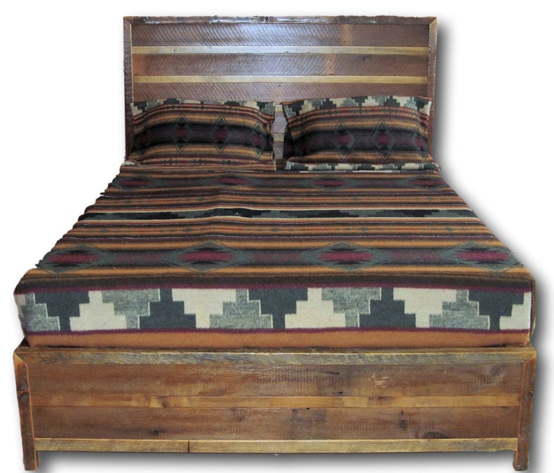 Reclaimed Barnwood Platform Bed with Drawers image 1