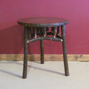 HICKORY LOG Side TABLE - Old Fashioned Hickory Side Table