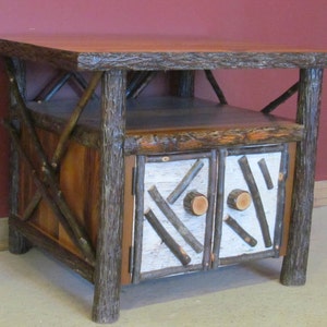 Adirondack Style HICKORY LOG Tv STAND