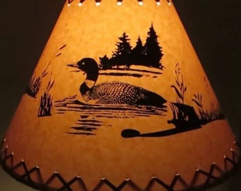 Rustic Oil Kraft Laced Scenic Lamp Shades - Loon