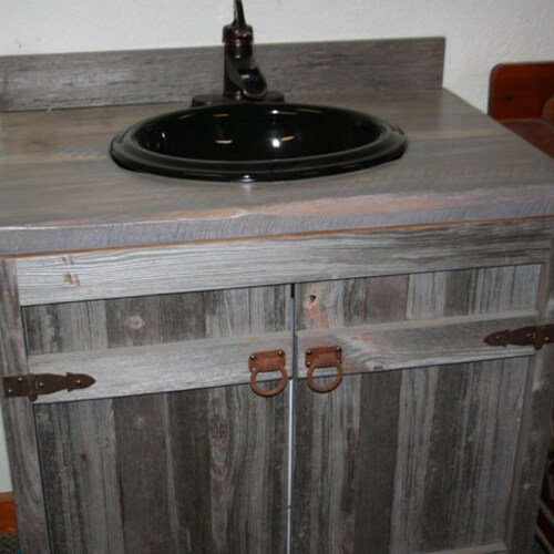 Weathered Gray Reclaimed Wood Bathroom Vanity Etsy