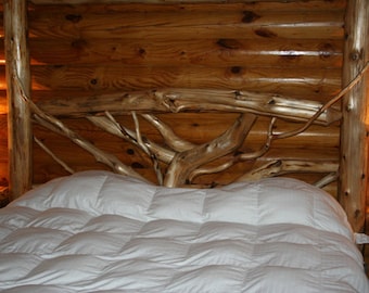 King LOG BED- Bent BRANCH Bed - Wagon Wheel Bed