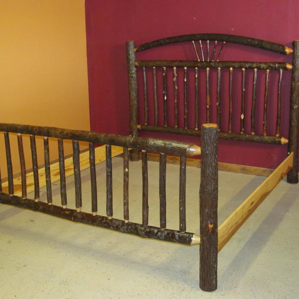 Hickory Log Bed - Arched Wagon Wheel Hickory Log Bed