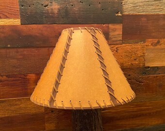 Rustic Double-Laced Oiled Kraft Lamp Shade