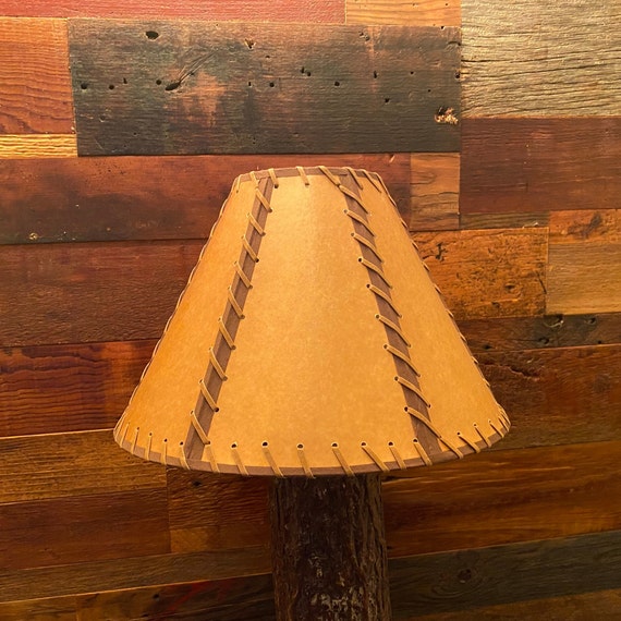 Rustic Double-Laced Oiled Kraft Lamp Shade