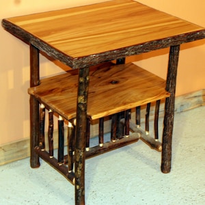 HICKORY LOG TABLE - Old Fashioned Hickory Side Table