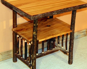 HICKORY LOG TABLE - Old Fashioned Hickory Side Table