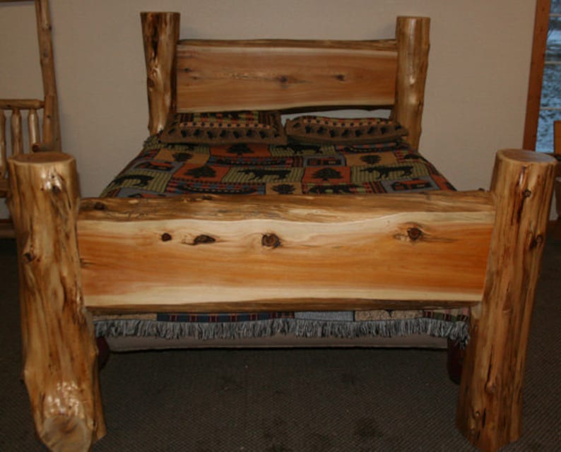 CEDAR LOG BED Cedar Slab Bed Twin Log Bed image 2