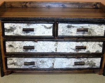 PINE DRESSER - ADIRONDACK Birch Bark Dresser
