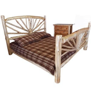 King LOG BED- Bent BRANCH Bed - Wagon Wheel Bed