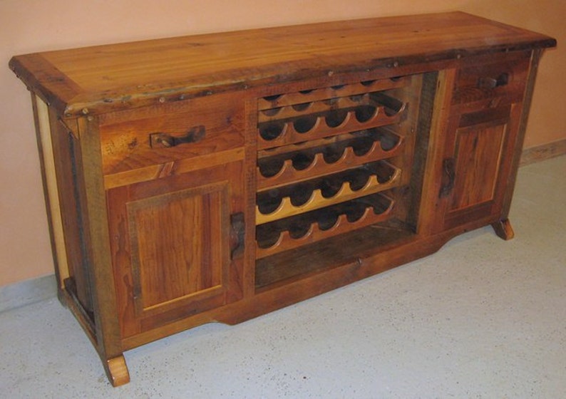 BARNWOOD BUFFET TABLE With Wine Rack Etsy