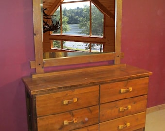 BARNWOOD 6 Drawer DRESSER with Hand Made Wooden Handles