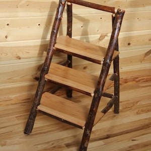 Hickory log step stool