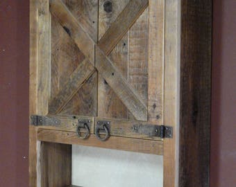 Barnwood Toilet Cabinet Crossbuck Style