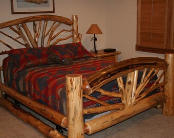 Full LOG BED- Bent BRANCH Bed - Wagon Wheel Bed