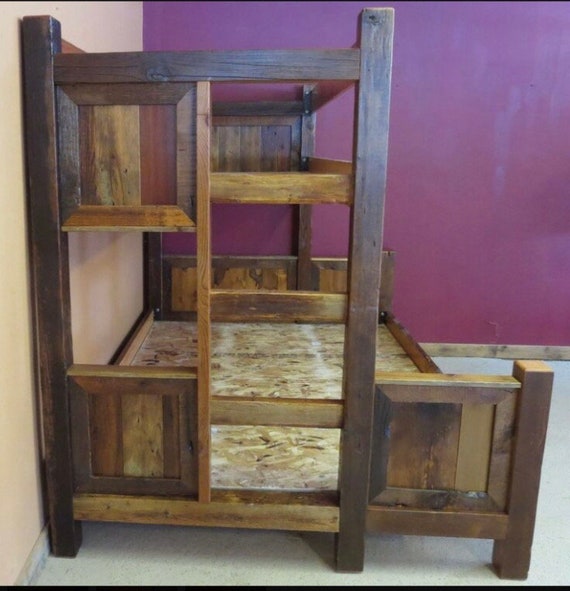 Rustic bunk beds twin over queen deals