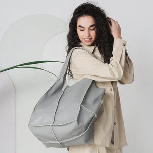 Graue Leder Henkeltasche, Große Slouchy Tote, Graue Handtasche für Frauen, Jeden Tag Tasche, Frauen Ledertasche, Weekender Oversized Tasche von ophelia