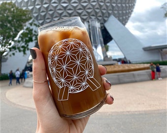 Epcot Spaceship Earth Ball | Coffee Beer Can Glass | Disney Inspired