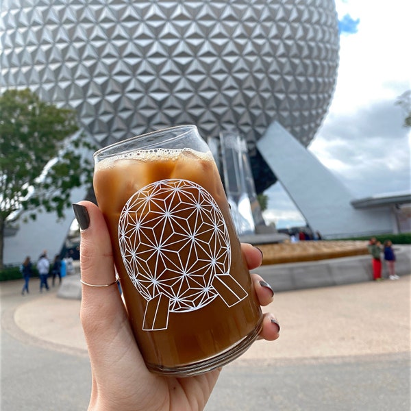Epcot Spaceship Earth Ball | Coffee Beer Can Glass | Disney Inspired