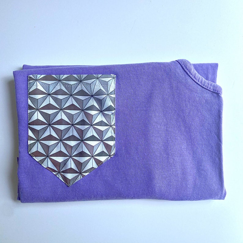 EPCOT Spaceship Earth Design Minimalist Pocket Shirt Comfort Colors Tank Unisex Sizing Violet