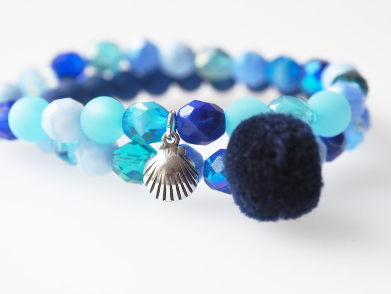 blue turquoise bracelet with bohemian glass beads handmade boho