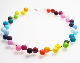 Polariskette Regenbogen mit Polarisperlen Kette Halskette Collier pride bunt