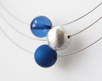 blue necklace polaris dark blue silver