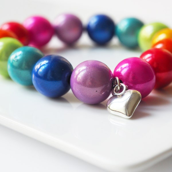 Magic Armband Regenbogen bunt in Wunschfarbe mit Größenauswahl miracle beads schimmer Perlenarmband glänzend