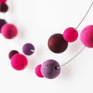 necklace pink purple berry statement chain handmade with polaris pearls