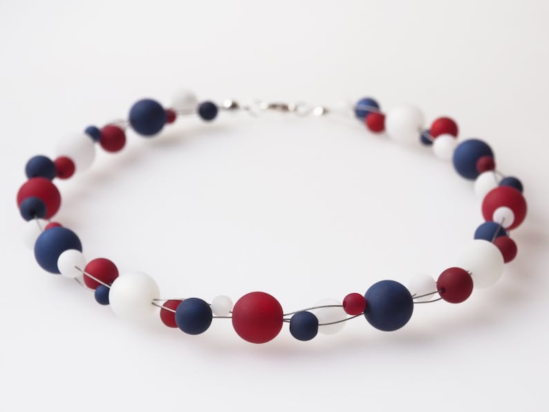 blue white red necklace polaris necklace maritime USA stars and stripes image 2