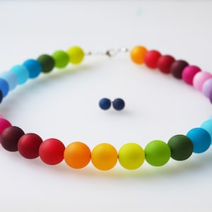 rainbow necklace jewellry set colorful chain set with earrings handmade