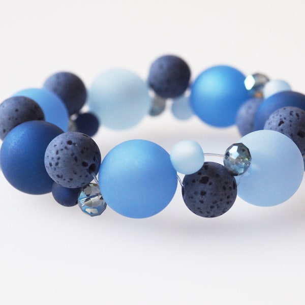 Polarisarmband blau mit böhmischen Glasperlen flexibles Armband mit Polarisperlen handmade
