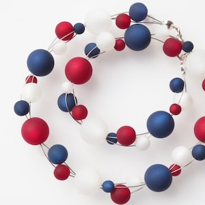 blue white red necklace polaris necklace maritime USA stars and stripes