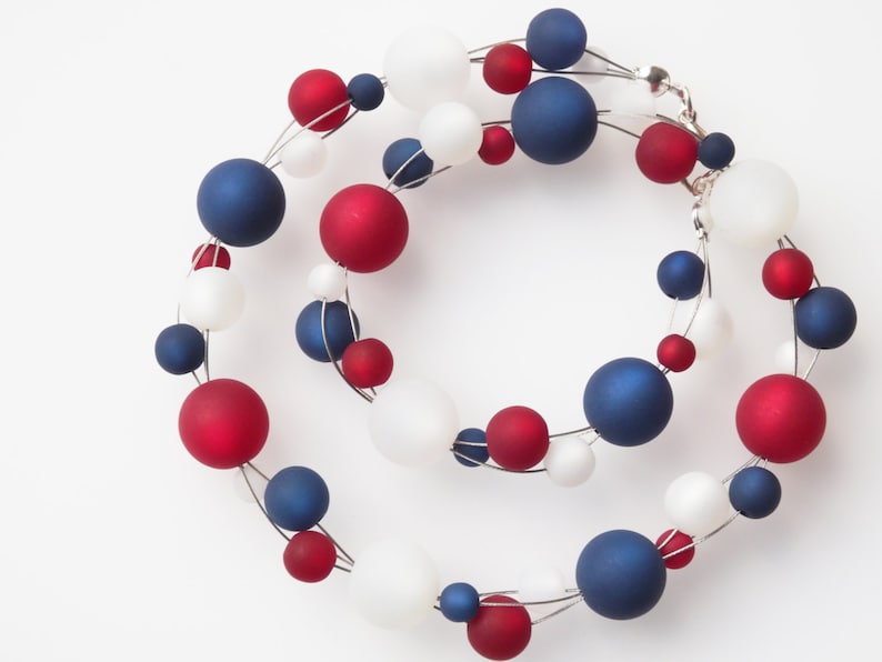 blue white red necklace polaris necklace maritime USA stars and stripes image 1