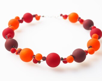 red orange necklace polaris statement with sparkling glass beads plus size jewellry