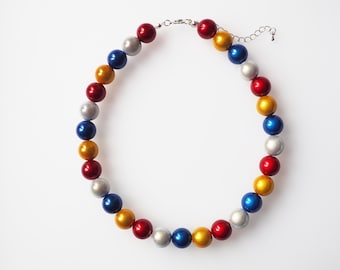 Carnival necklace red white blue yellow necklace polaris necklace carnival mainz helau and alaaf carnival carnival polaris pearl necklace