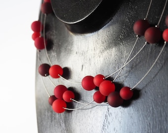 red necklace bordeaux statement polaris necklace