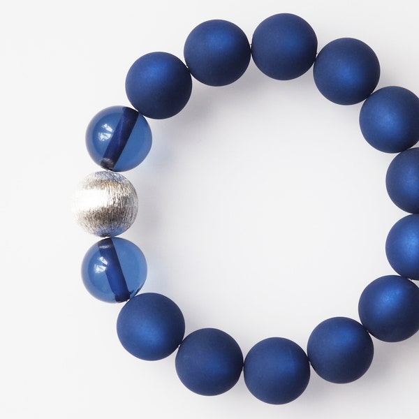 blue bracelet flexible with polaris beads dark blue and wisilva