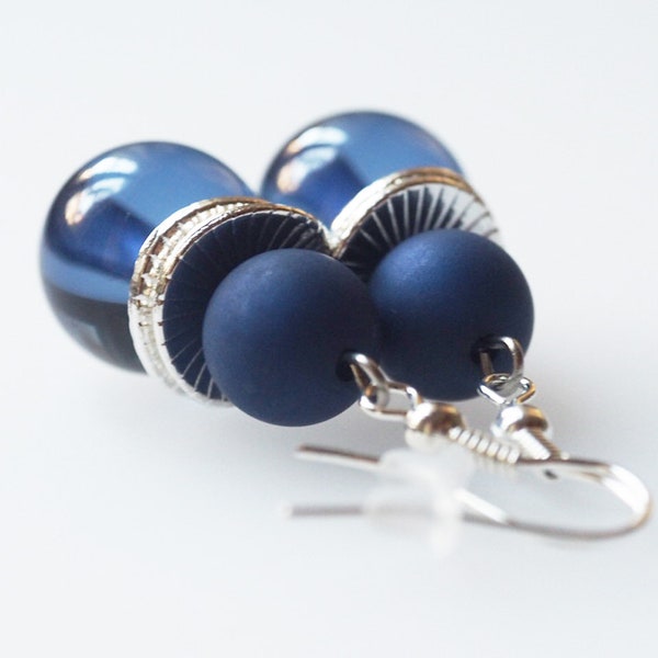 Blue earrings polaris earrings blue dark blue silver 925 silver lightweight earrings