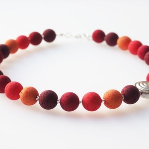 red orange necklace lava polaris pearls necklace with Mijuki and Wisilva silver plated