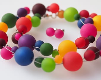 rainbow necklace jewellry set colorful necklace rainbow