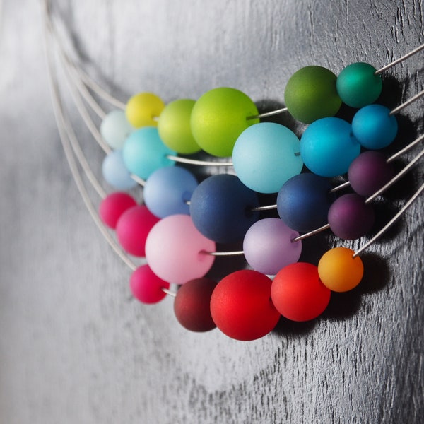 rainbow necklace with polaris beads colorful chain 