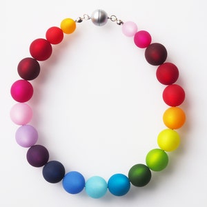rainbow necklace with big polaris beads colorful chunky collier chain polaris dark red blue green orange purple
