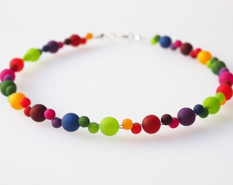 rainbow necklace with polaris beads colorful